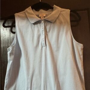 J. Crew Light Blue Sleeveless Polo Button-Down Shirt